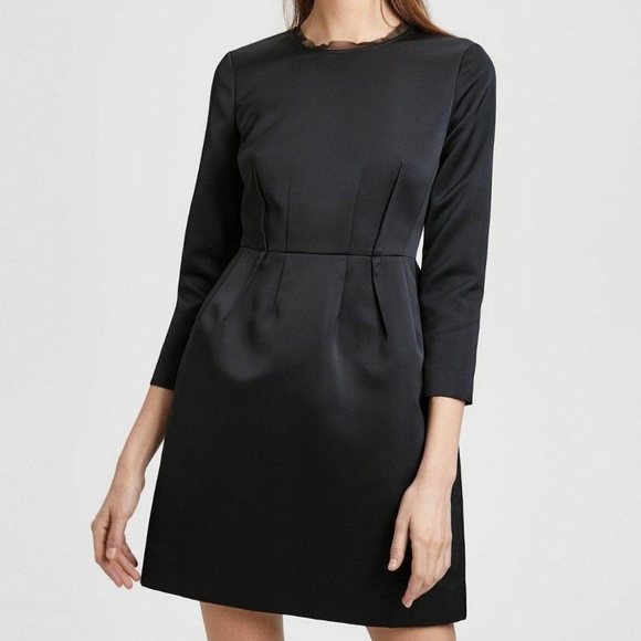 Theory NWT Black Corset Satin Mini Dress Sz 0 $455 - Picture 2 of 8